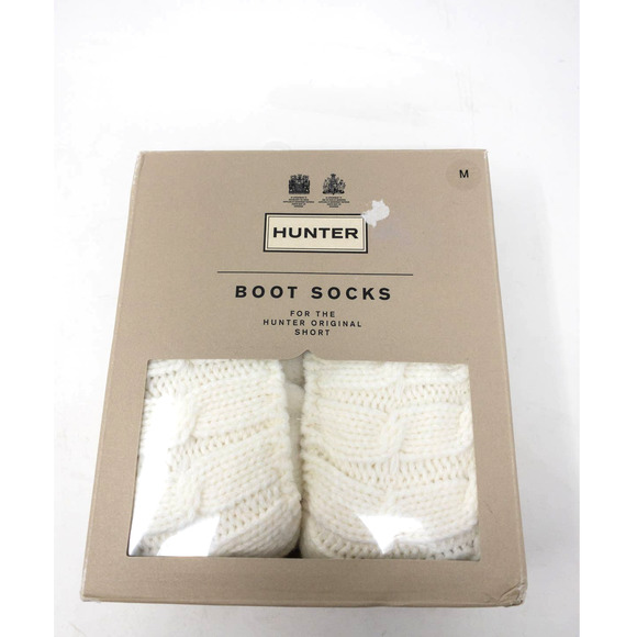 Hunter Accessories - Hunter Original Short  6 Stitch Cable White Boot Socks